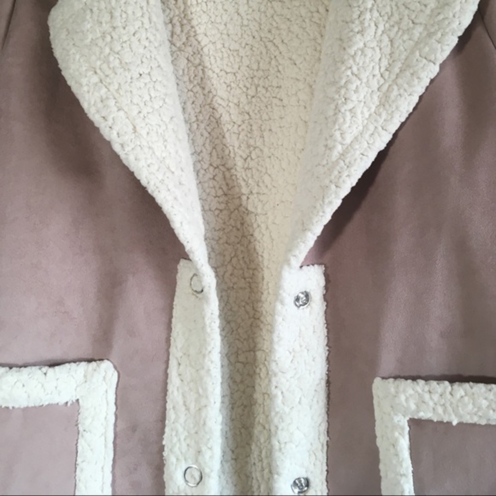 NWT Teddy Coat Sherpa Peacoat Trench Fleece Winter - Picture 4 of 7
